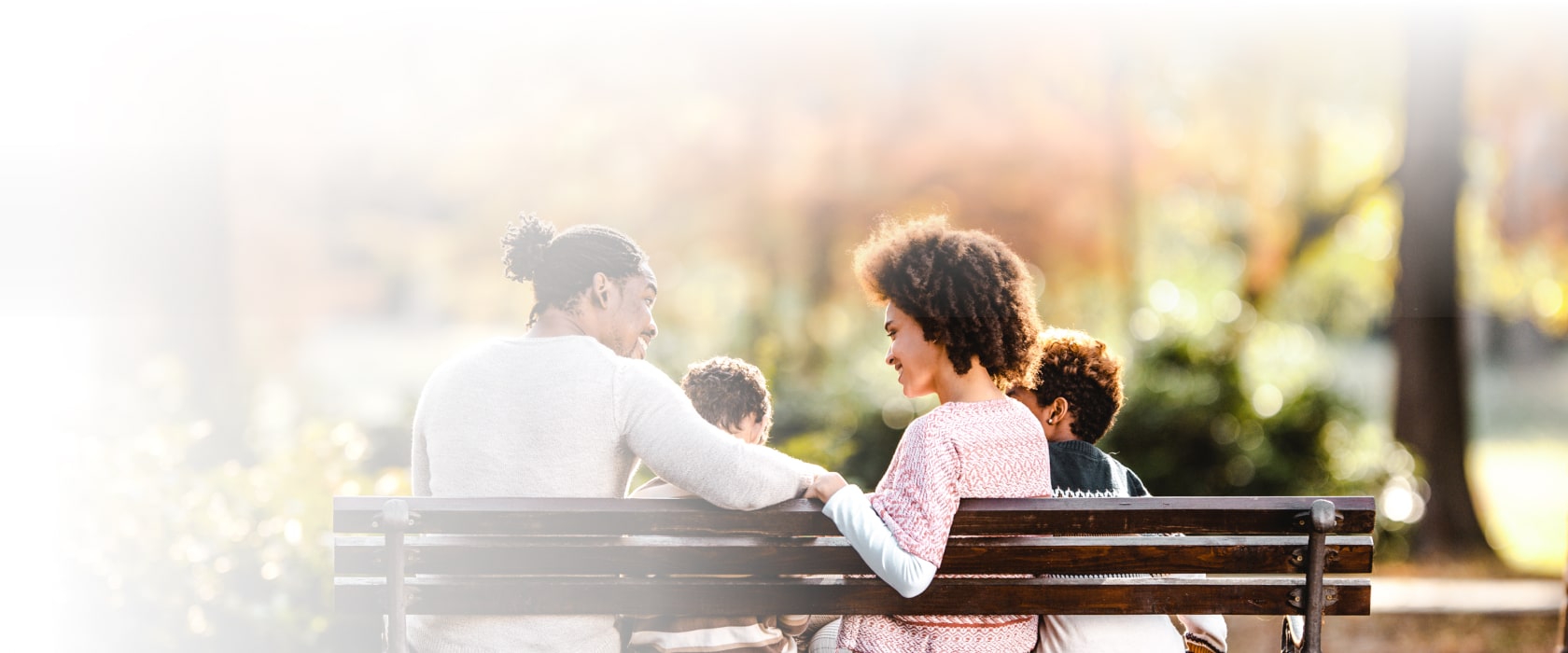 Family sitting on bench