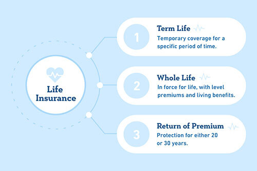 Definitions of the three types of insurance that Indiana Farm Bureau Insurance offers