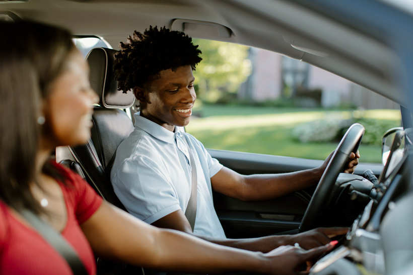 Youthful driver in car